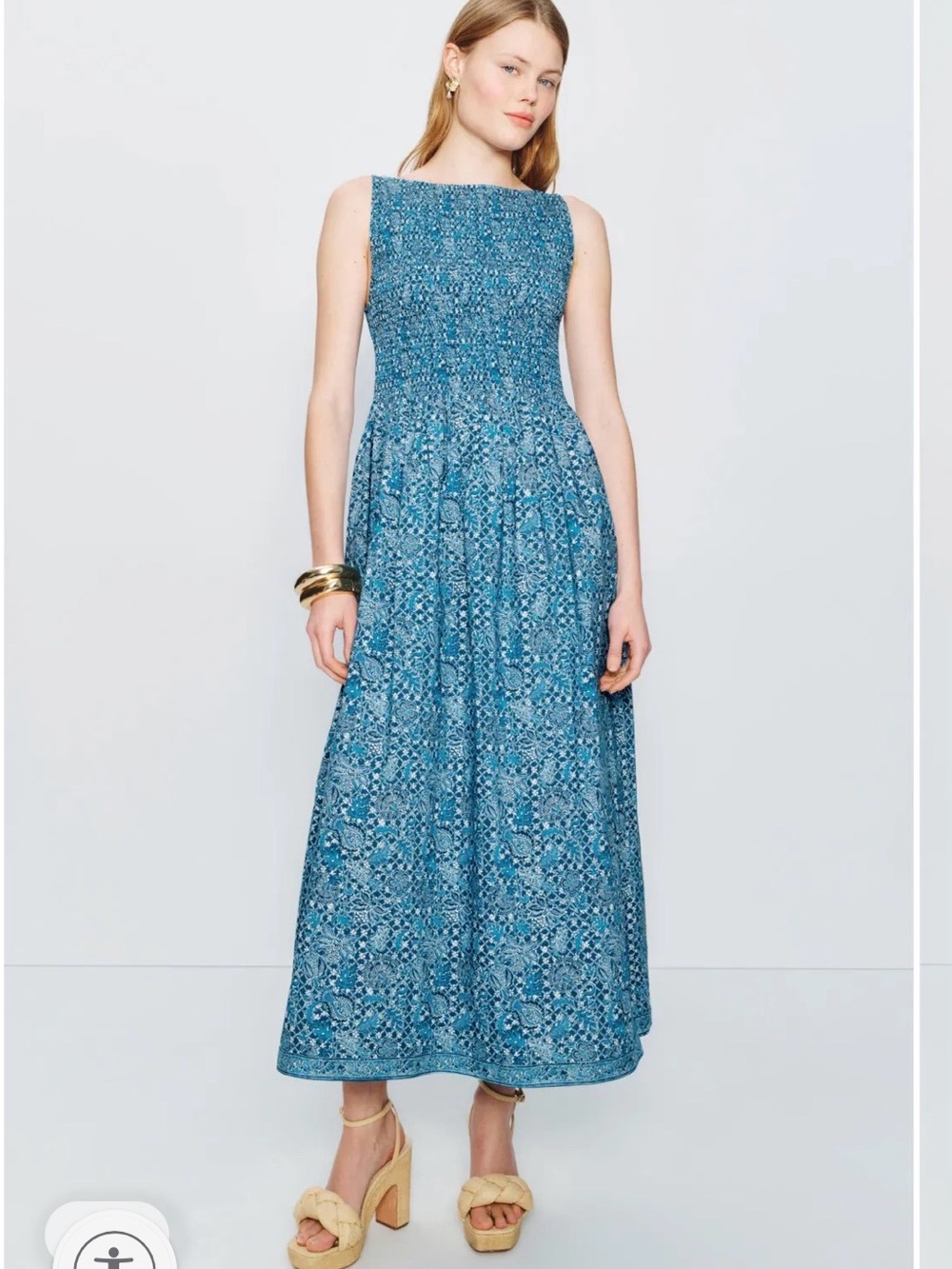 Hill House Blue Cosmina Nap Smocked Maxi Dress